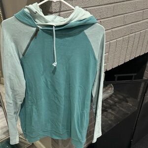 AMPERSAND AVE Teal and Mint Hoodie